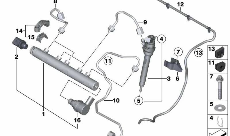 Acumulador de presión para BMW F20, F21 y MINI R55N, R56N, R57N, R58, R59, R60, R61 (OEM 13538514166). Original BMW