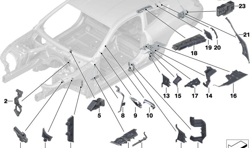 Pieza moldeada interior del pilar C para BMW Serie 8 F92, G15 (OEM 41007441987). Original BMW