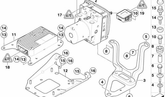 Unidad de control ABS OEM 34516865025 para BMW E70, E71. Original BMW.