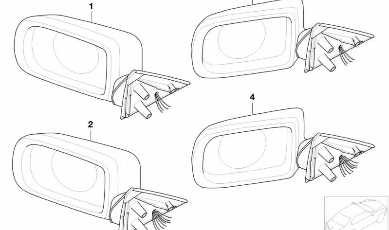 Espejo retrovisor izquierdo sin cristal calefactable OEM 51168266601 para BMW E39. Original BMW.