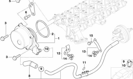 Tubo de vacío para BMW Serie 5 E39, Serie 7 E38, X5 E53 (OEM 11667787041). Original BMW