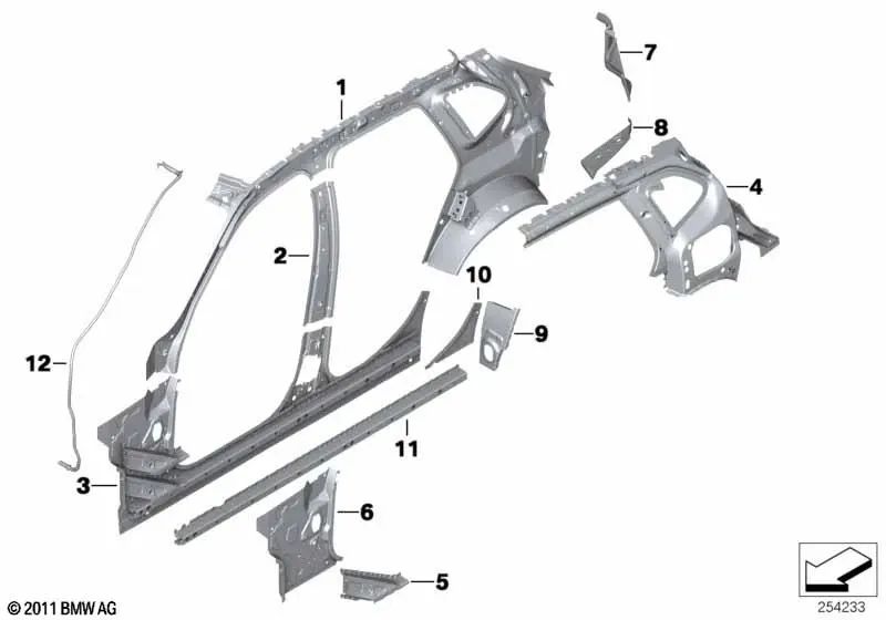 Pilar B interior derecho para BMW X1 E84 (OEM 41217349178). Original BMW