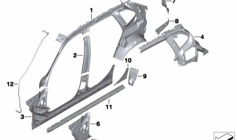 Larguero izquierdo para BMW E84 (OEM 41002993069). Original BMW