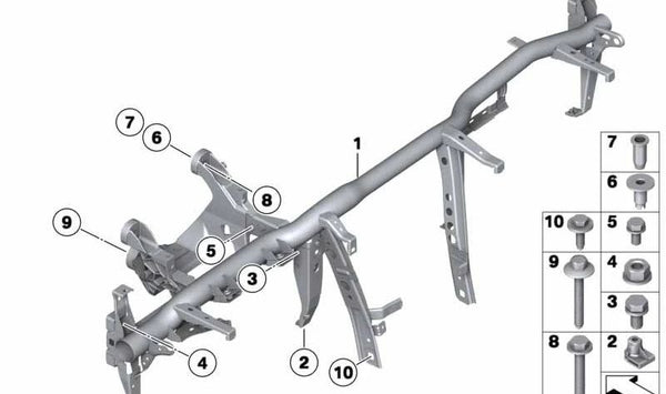 Buje de compensación para BMW Serie 5 F07, F10, F11, F18, Serie 6 F06, F12, F13, Serie 7 F01, F02, F04 (OEM 51459177499). Original BMW