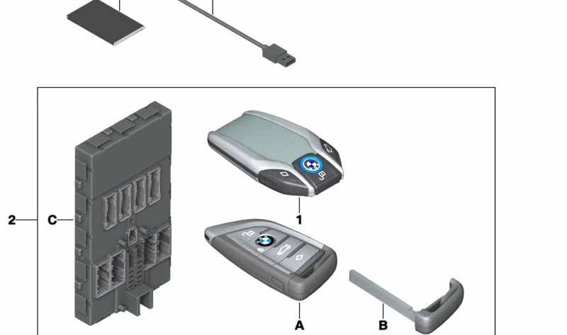 Llave inteligente con pantalla (Display Key) OEM 66125A024F3 para BMW i8 (I12, I15). Original BMW.