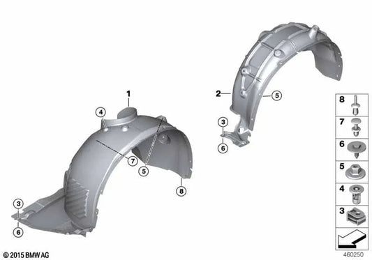 Cubierta del paso de rueda delantera izquierda para BMW X1 F48N (OEM 51719879265). Original BMW