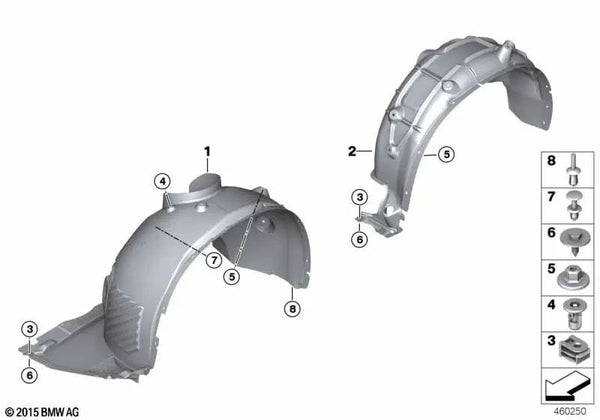 Cubierta del paso de rueda delantero izquierdo para BMW X2 F39 (OEM 51717427919). Original BMW.