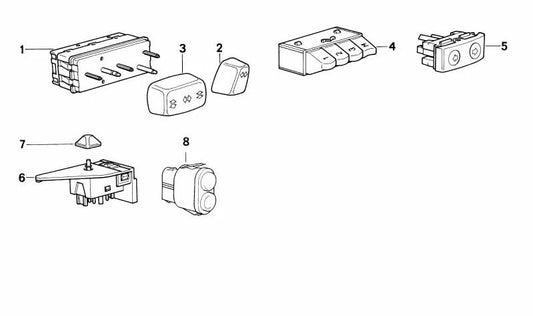 Interruptor ajuste de asiento delantero derecho OEM 61311388113 para BMW E34, E32, E31. Original BMW.