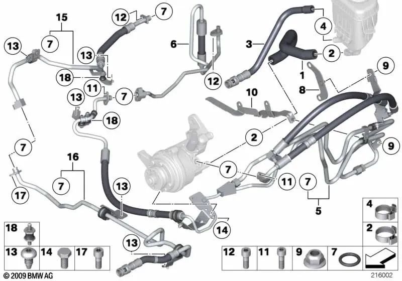 Manguera de expansión Dynamic Drive para BMW F07, F10, F11, F01, F02 (OEM 32416778504). Original BMW.