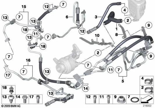 Manguera de expansión Dynamic Drive para BMW F07, F10, F11, F01, F02 (OEM 32416778504). Original BMW.