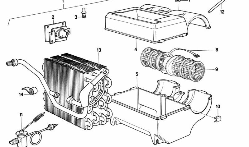 Carcasa superior del aire acondicionado OEM 64511362723 para BMW E12, E24. Original BMW.