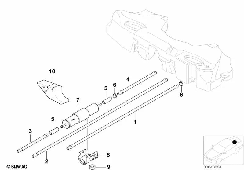 Tubería de retorno de combustible para BMW Serie 3 E36 (OEM 16121182865). Original BMW