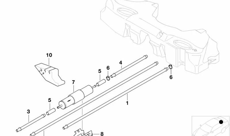 Tubo de ventilación OEM 16131182879 para BMW E36 (Todos los modelos compatibles: 316i, 318i, 320i, 323i, 325i, 328i, M3). Original BMW.