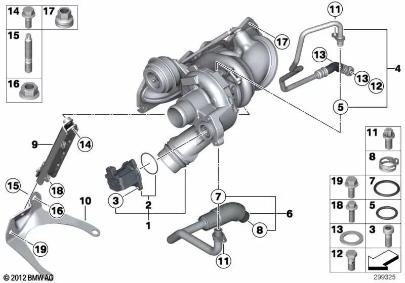 Apoyo para BMW Serie 1 F20, F21 Serie 3 F30, F31, F35 (OEM 11657615516). Original BMW