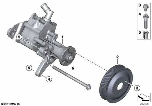 Power steering pump for BMW F07, F07N, F10, F10N, F11, F11N, F06, F06N, F12, F12N, F13, F13N, F01N, F02N (OEM 32416867159). Genuine BMW