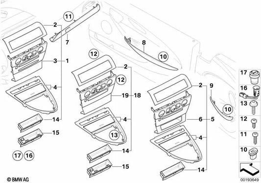 Embellecedor de madera para rejilla de aire fresco central para BMW Serie 6 E63, E64 (OEM 64227899445). Original BMW