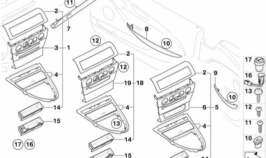 Embellecedor Consola Central para BMW Serie 6 E63, E64 (OEM 51169140563). Original BMW