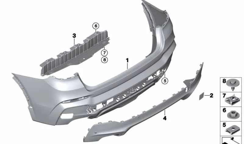 Tapón de remolque imprimado trasero para BMW F26 (OEM 51128067608). Original BMW