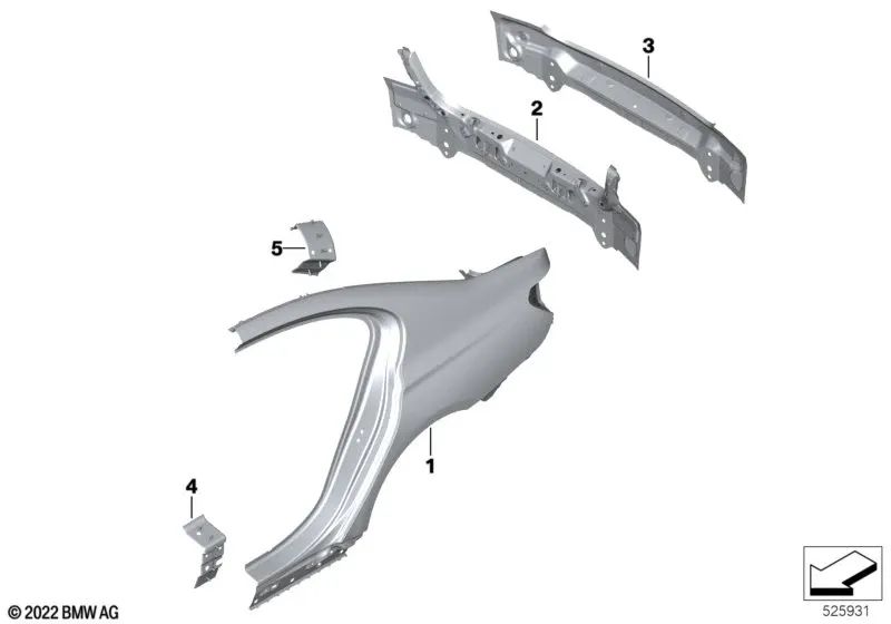 Placa de refuerzo pilar C derecha para BMW G26 (OEM 41009626138). Original BMW.