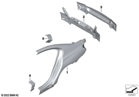 Plancha de refuerzo pilar C izquierda para BMW G26 (OEM 41009626137). Original BMW.