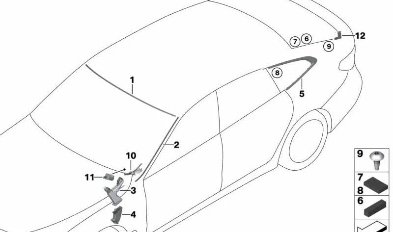 Cubierta izquierda para BMW Serie 6 G32, G32N (OEM 51767465435). Original BMW