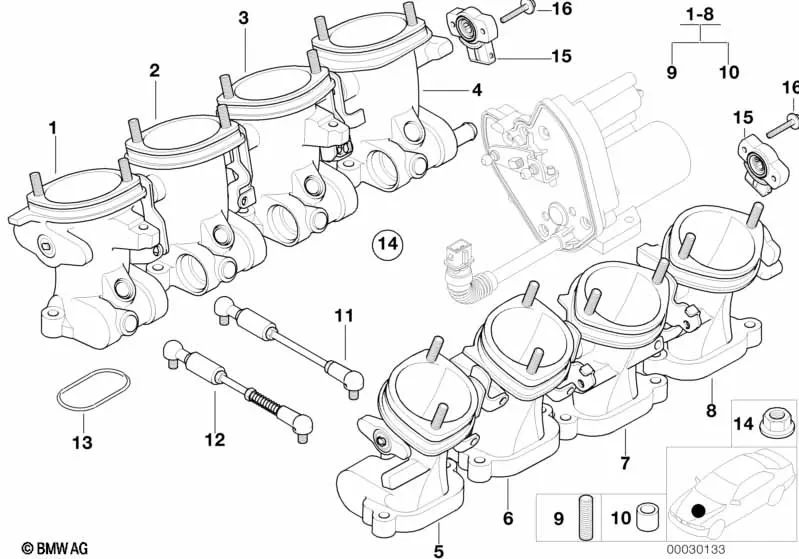 Perno de sujeción para BMW Serie 5 E39, Z8 E52 (OEM 13541402062). Original BMW.