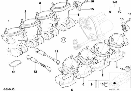 Cuerpo de mariposa para BMW E39, E52 (OEM 13541407171). Original BMW