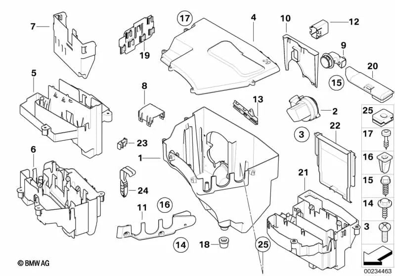 E-Box con ventilación para BMW Serie 5 E60, E60N, E61, E61N y Serie 6 E63, E63N, E64, E64N (OEM 12907571036). Original BMW.