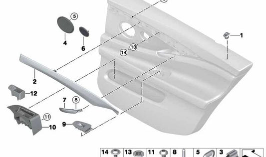 Cubierta Puerta Madera Fineline trasera izquierda para BMW F07N (OEM 51427342285). Original BMW