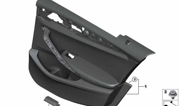 Revestimiento de puerta trasero derecho para BMW Serie 5 G30, G31 (OEM 51427477192). Original BMW