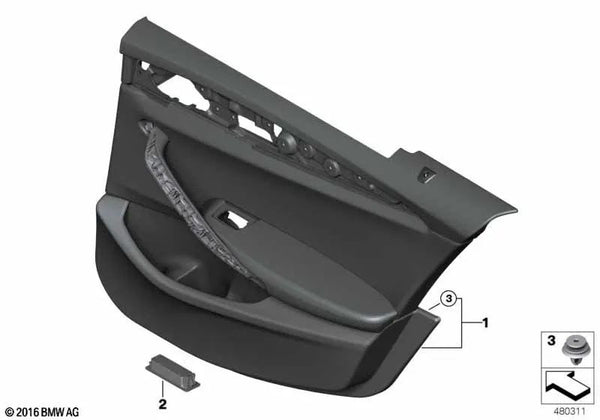 Revestimiento de puerta trasero derecho para BMW Serie 5 G30, G31 (OEM 51427477308). Original BMW.