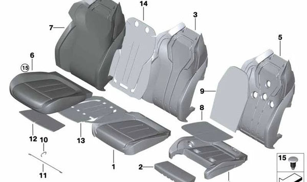 Soporte del asiento climatizado para BMW Serie 5 F90, G38, Serie 7 G11, G12, X5 F15, X6 F16 (OEM 52107326605). Original BMW