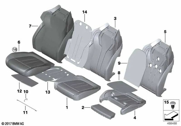 Funda de Asiento Confort en Cuero Climático para BMW F90 (OEM 52108071255). Original BMW