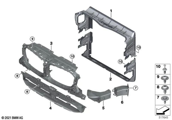 Guía de aire del radiador inferior para BMW X3 G01, G08, X4 G02 (OEM 51747399997). Original BMW.