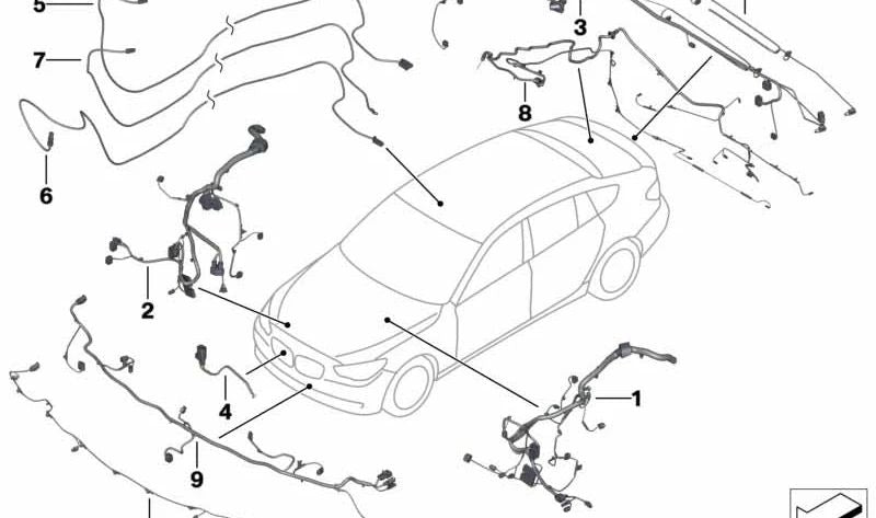 Kit de reparación de cables delantero izquierdo para BMW Serie 5 F07N, F10, F11N, F18, Serie 6 F06, F12, F13, Serie 7 F01N, F02N (OEM 61119327504). Original BMW