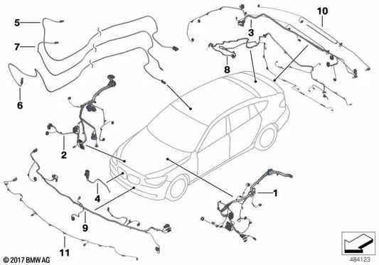 Front wiring harness for BMW F07 (OEM 61129244288). Original BMW