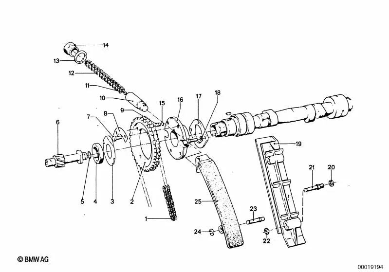 Árbol de transmisión del distribuidor para BMW Serie 5 E12, E28; Serie 6 E24; Serie 7 E23 (OEM 11311250091). Original BMW