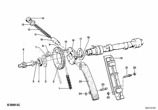 Árbol de transmisión del distribuidor para BMW Serie 5 E12, E28; Serie 6 E24; Serie 7 E23 (OEM 11311250091). Original BMW