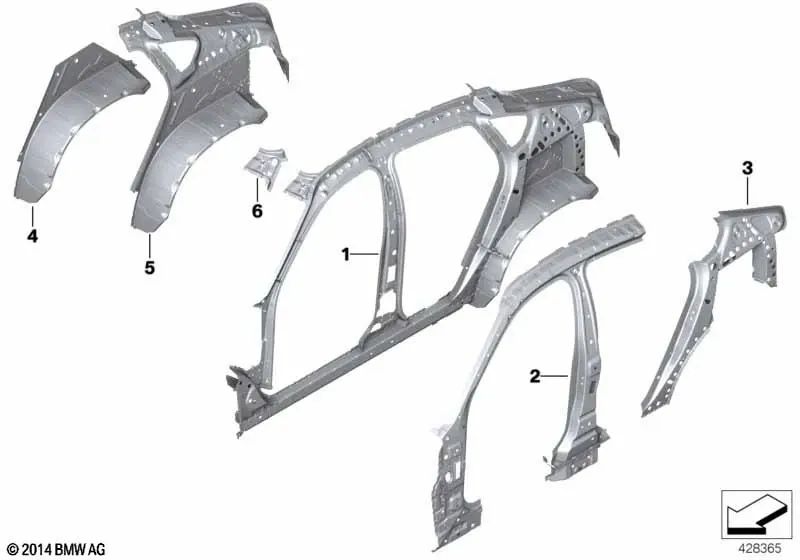 Pasarruedas exterior trasero izquierdo para BMW X6 F16, F86 (OEM 41007352075). Original BMW