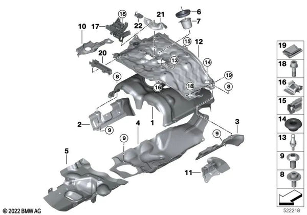 Protector térmico inferior para BMW Serie 7 G70, X5 F95N, G05N, X6 F96N, G06N, X7 G07N, XM G09 (OEM 11659844516). Original BMW.