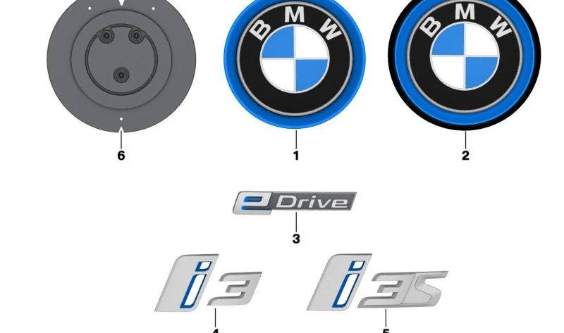 Emblema trasero OEM 51147306454 para BMW i3 (I01). Original BMW.