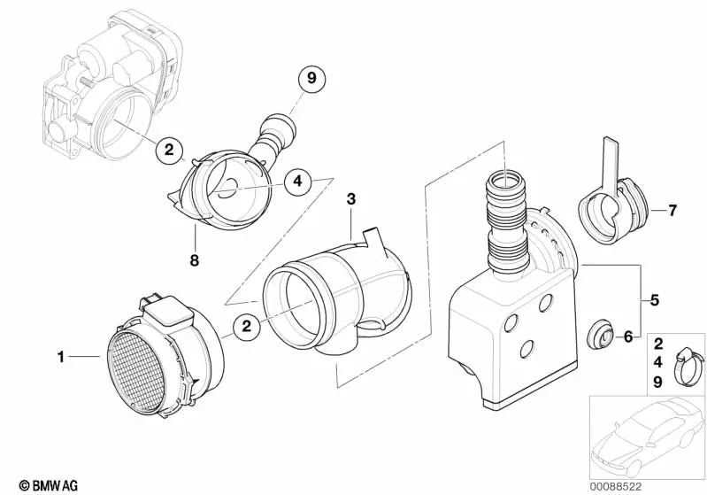 Abrazadera de manguera para BMW Serie 1 E81, E82, E87, E87N, E88, F20, F21, Serie 2 F22, F23, F87, F87N, Serie 3 E21, E30, E36, E46, E90, E91, E92, E93, F30, F31, F34, F35, F80, G20, G21, Serie 4 F32, F33, F36, F82, F83, G22, G23, G26, Serie 5 E12, E28, E