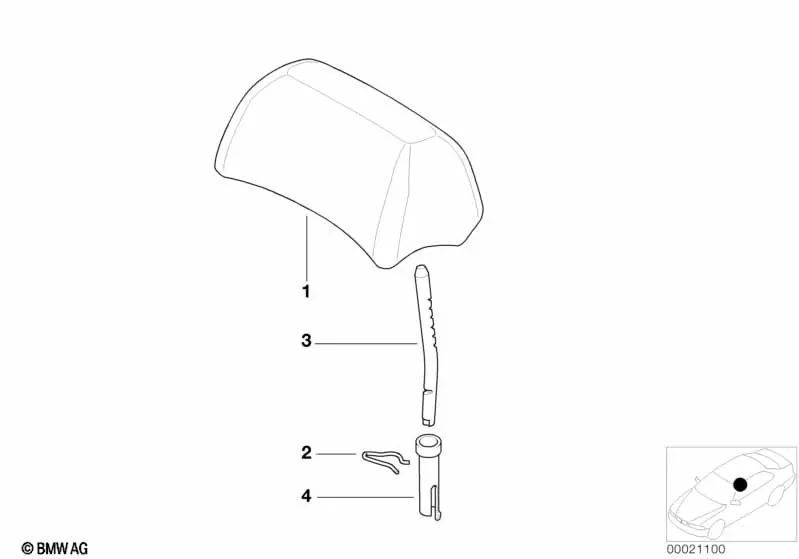 Stoffkopfstütze für BMW 3er E46 (OEM 52207047358). Original BMW