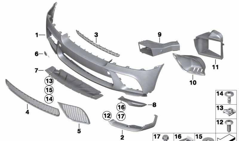 Rejilla parachoques delantero izquierda para BMW E71, E72 (OEM 51112159347). Original BMW