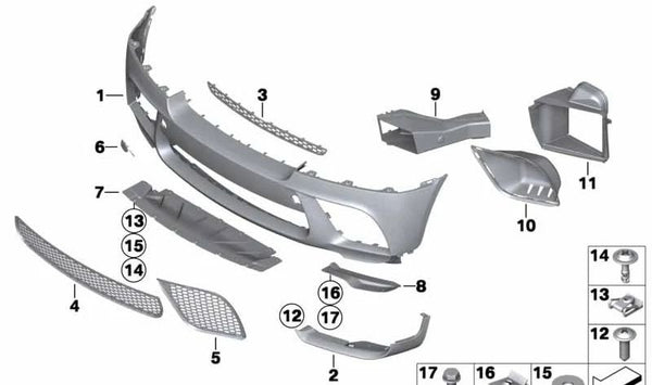 Rejilla parachoques delantero izquierda para BMW E71, E72 (OEM 51112159347). Original BMW