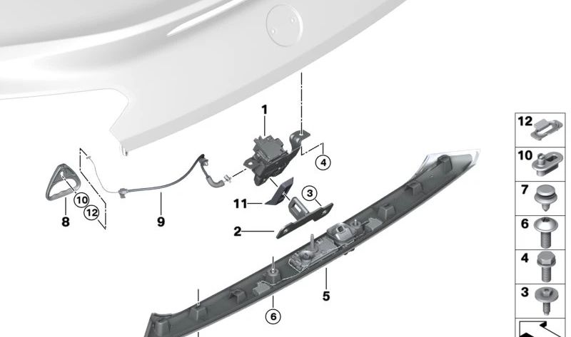 Stampo di abbonatore per gate posteriore OEM 51137437676 per BMW G29 Z4. BMW originale.