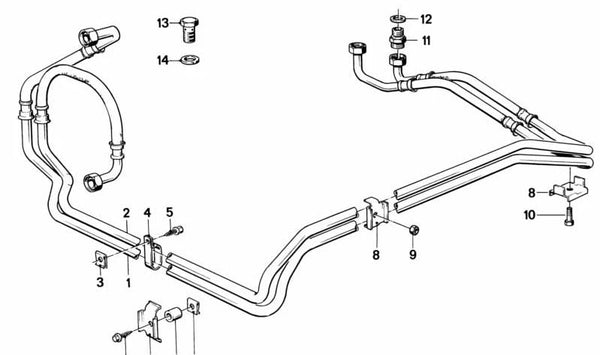 Tubería de Enfriador de Aceite Adelante para BMW E28 (OEM 17221152880). Original BMW