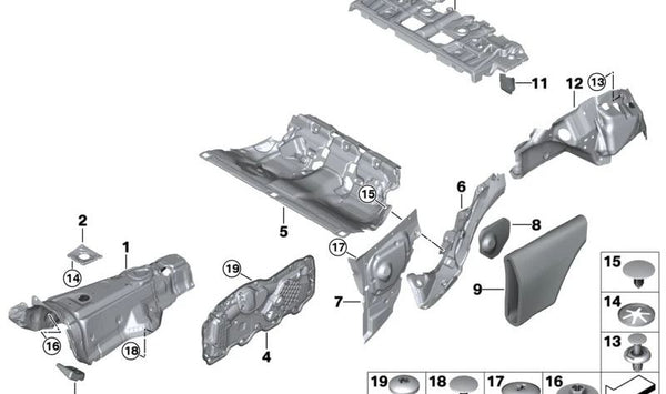 Aislamiento acústico paso de rueda para BMW G20, G21, G80, G81, G22, G82 (OEM 51487445269). Original BMW