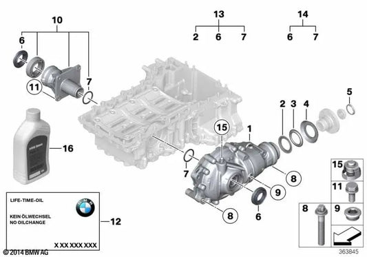 Engine mount for BMW 3 Series E90, E91, E92 5 Series E60N, E61N X1 E84 X5 F15 X6 F16 (OEM 31508699443). Genuine BMW.