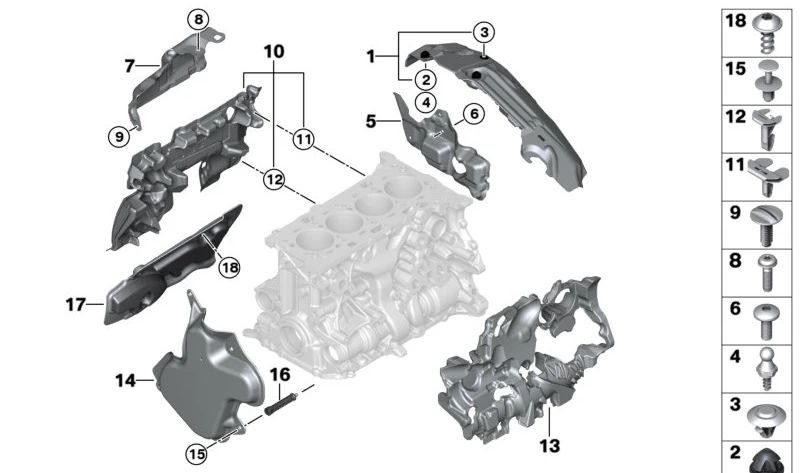 Isolatore di schiuma acustica OEM 11145A0AE17 per la serie BMW 4 Cabrio (G23). BMW originale.